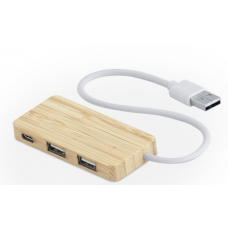 Хъб USB 2 x USB A, 1 x USB С бамбук HUB-002 Хъб USB 2 x USB A, 1 x USB С бамбук HUB-002