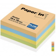 Лепящо кубче Paper In, 75 х 75 мм, 300 листа, пастел